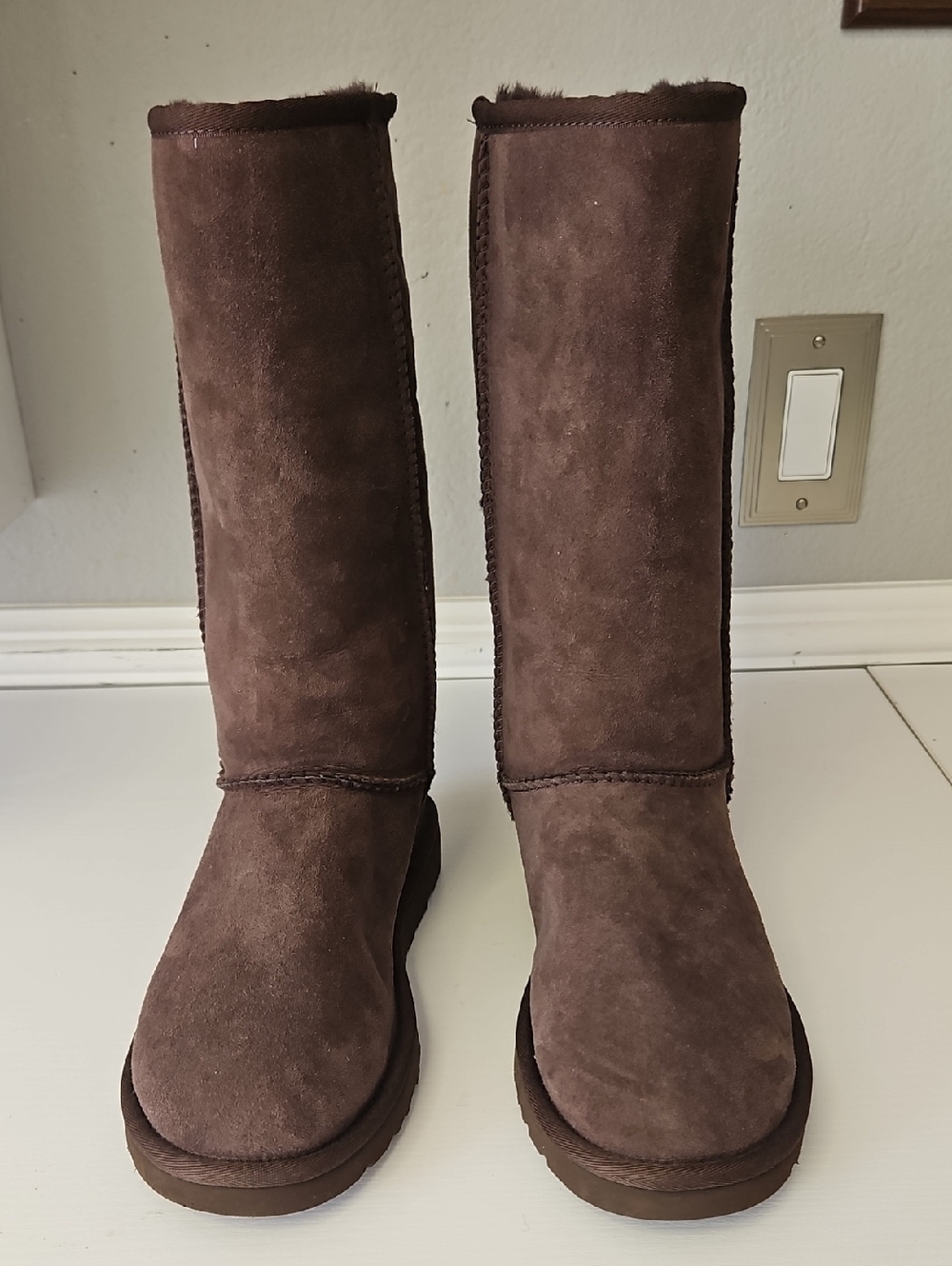 UGG Tall Suede Boots in Dark Brown